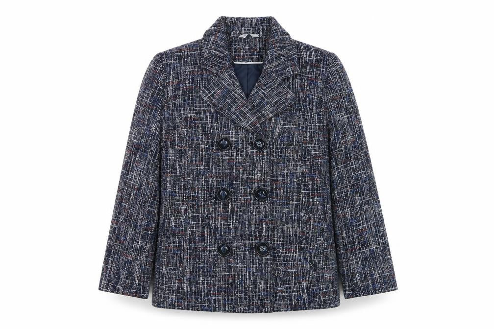 Front view of Classics Women's Multicoloured Tweed Pea Coat, size 16