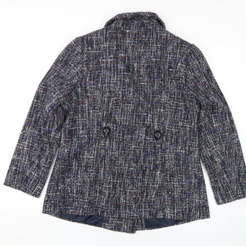 Classic Women's Multicoloured Tweed Pea Coat Size 16