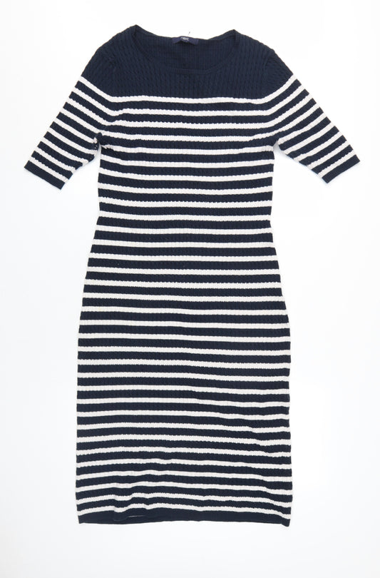 Next Women's Navy Blue Striped A-Line Dress UK 14