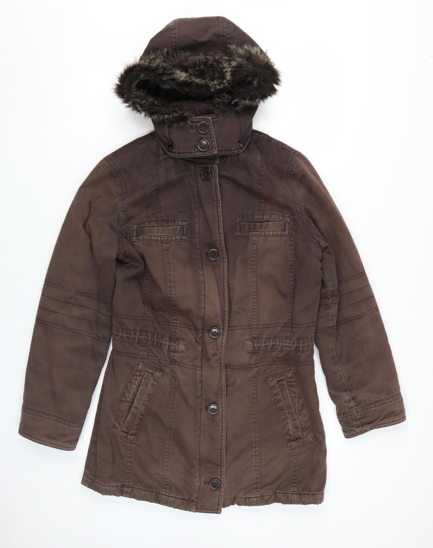 Mackays Women's Brown Hooded Parka Coat, Size 10