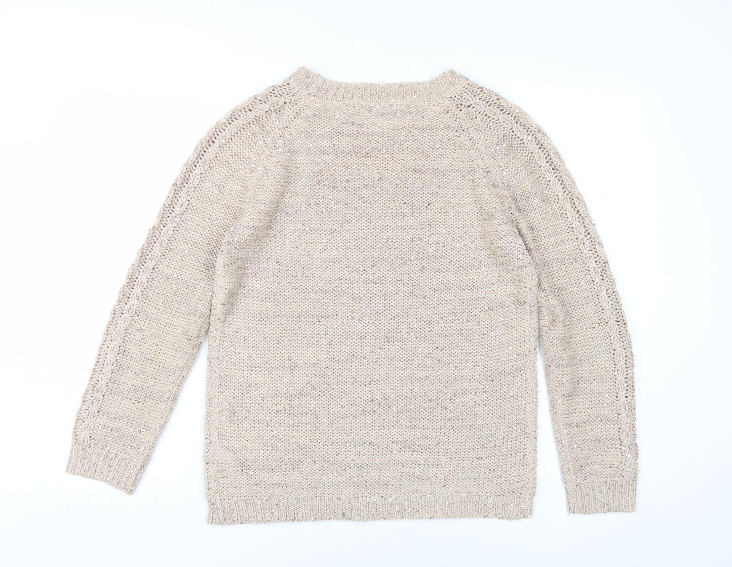 Marks and Spencer Women's Beige Cable-Knit Jumper UK 12