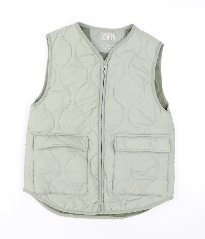 Zara Girls Green Quilted Sleeveless Puffer Jacket 11-12Y