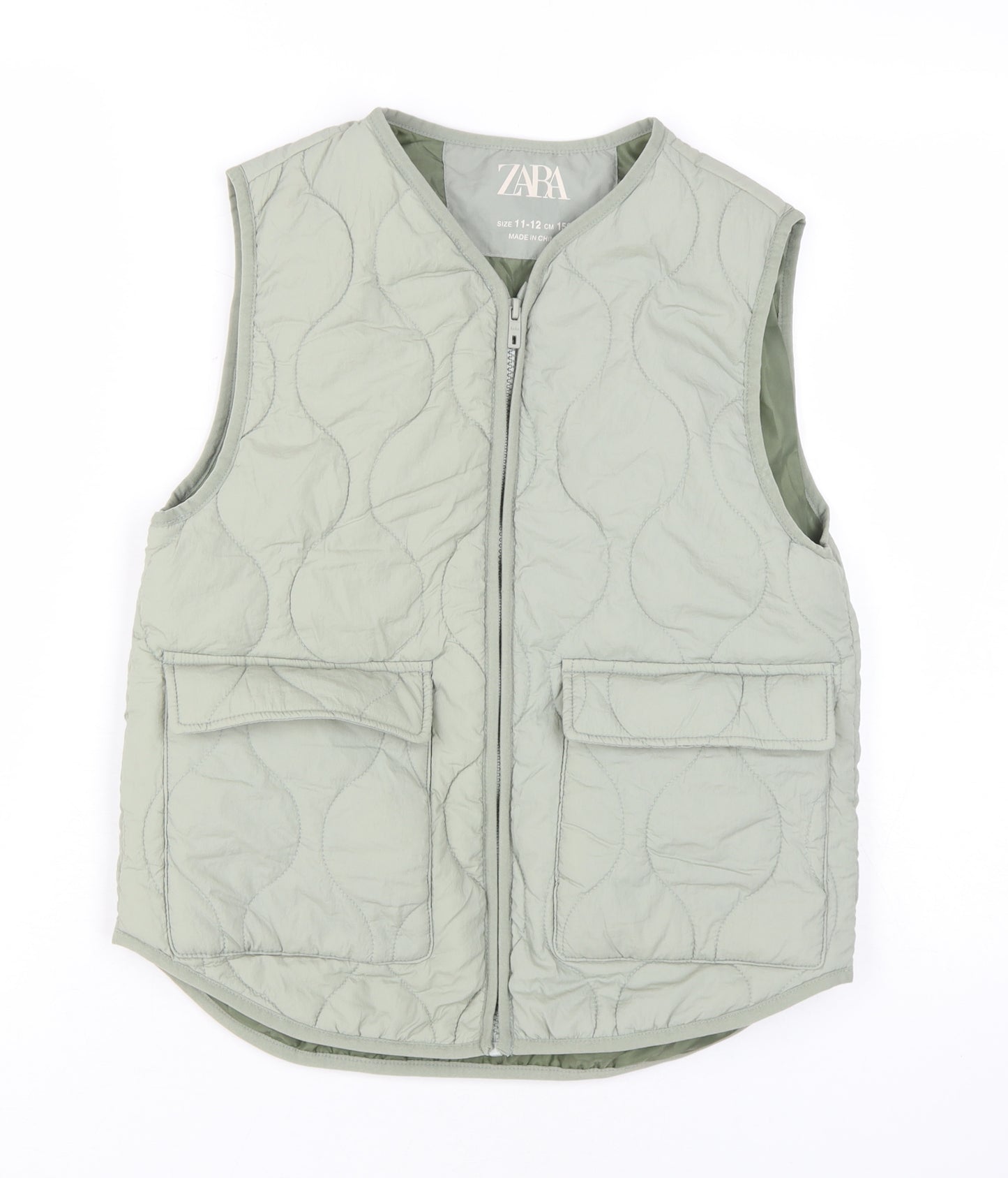 Zara Girls Green Quilted Sleeveless Puffer Jacket 11-12Y