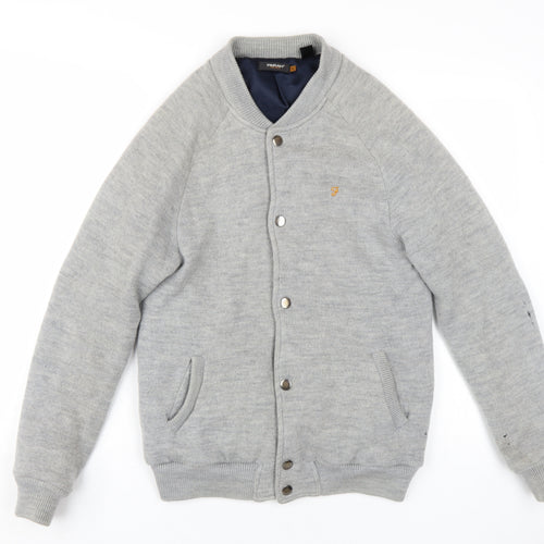 Farah Vintage Men's Grey Wool Varsity Jacket S