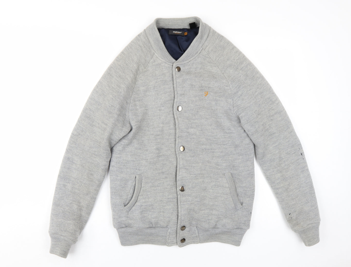 Farah Vintage Men's Grey Wool Varsity Jacket S