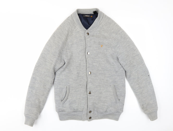 Farah Vintage Men's Grey Wool Varsity Jacket S