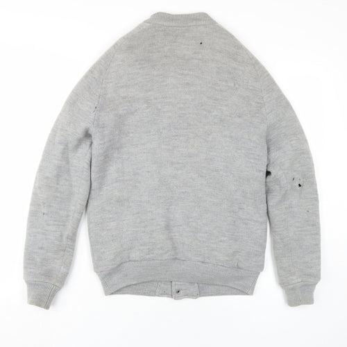 Farah Vintage Men's Grey Wool Varsity Jacket S