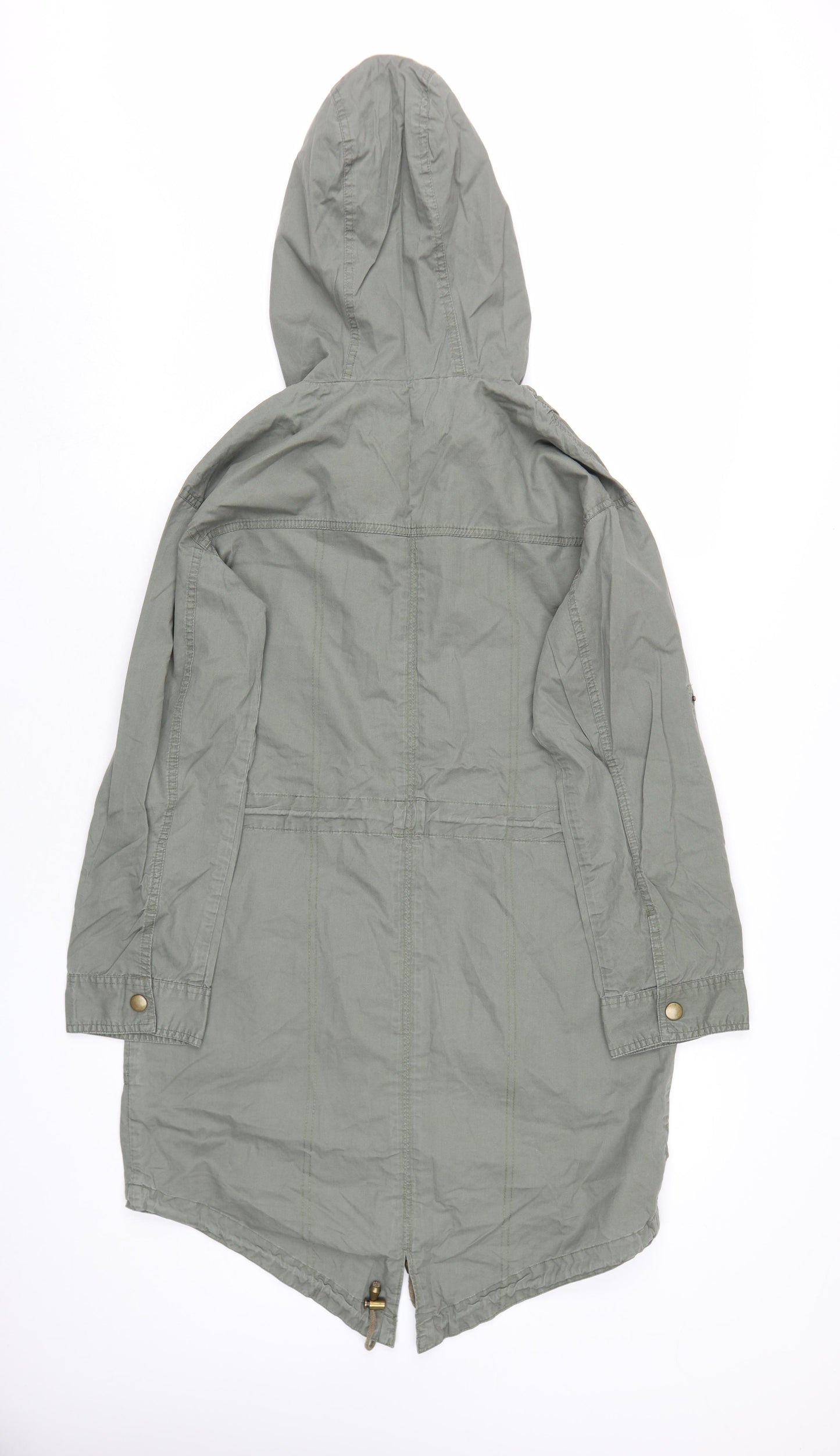Fashion Union Women's Green Parka Size 8 with Hood and Pockets
