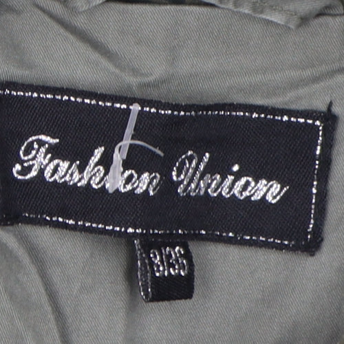 Fashion Union Women's Green Parka Size 8 with Hood and Pockets