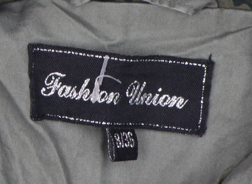 Fashion Union Women's Green Parka Size 8 with Hood and Pockets