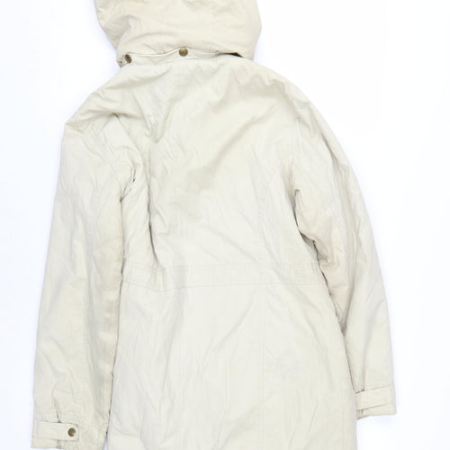 Next Women's Beige Parka Coat Size 14 with Fur Trim