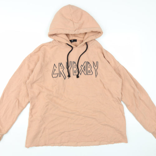 Missguided Beige Women's Hoodie Size 14 - Graphic Print, Logo