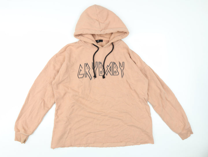 Missguided Beige Women's Hoodie Size 14 - Graphic Print, Logo