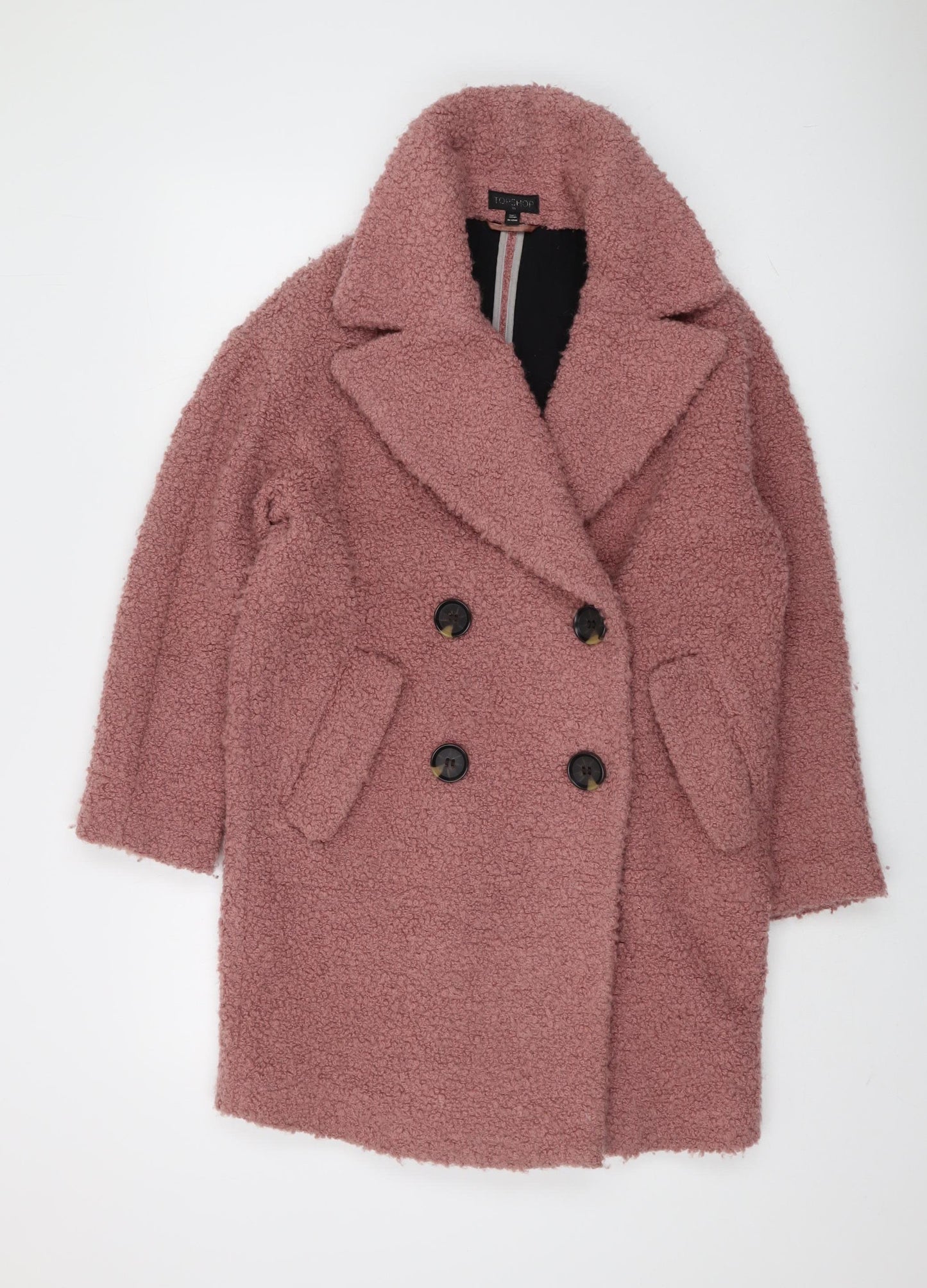 Topshop Women's Pink Tweed Pea Coat XS