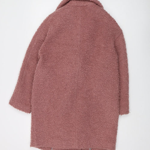 Topshop Women's Pink Tweed Pea Coat XS