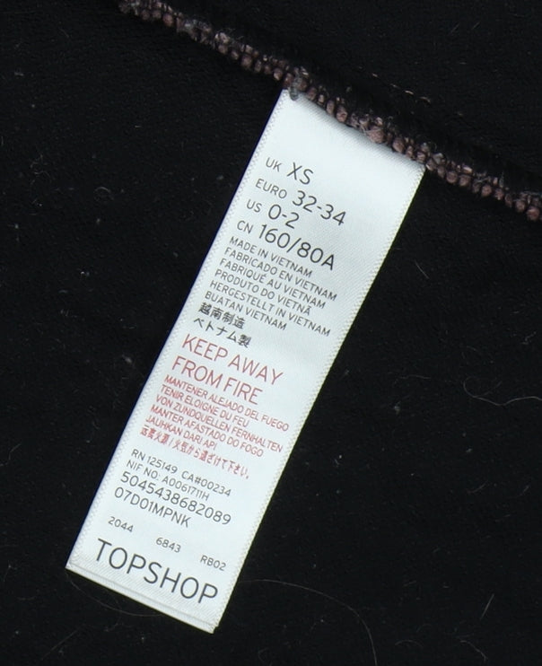 Topshop Women's Pink Tweed Pea Coat XS