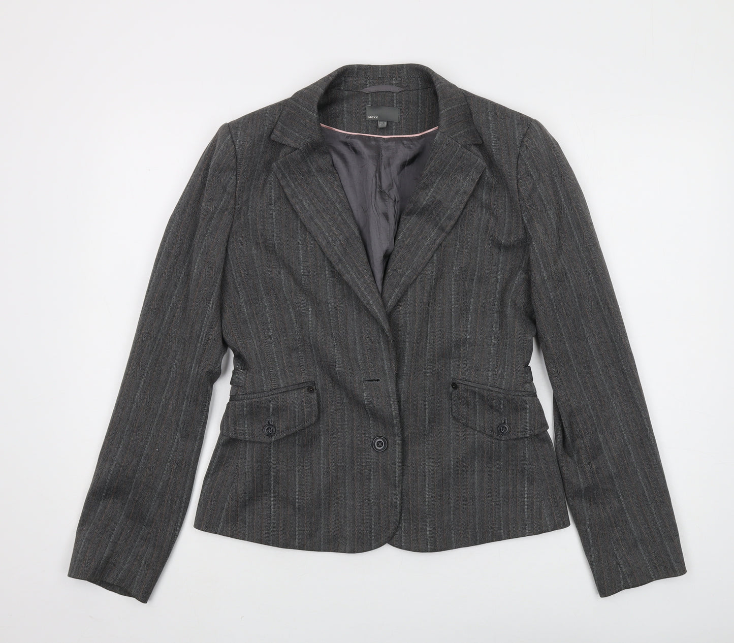 Mexx Women's Grey Pinstripe Suit Jacket Size 12