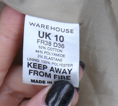 Warehouse Women's Beige Trench Coat Size 10