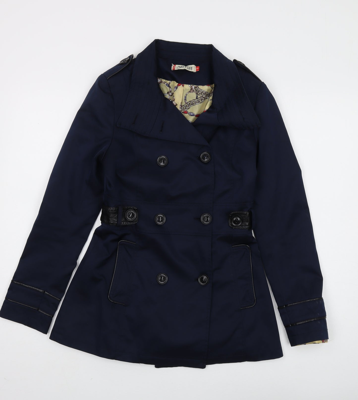 Keryna Paris Women's Blue Pea Coat S - Classic Chic