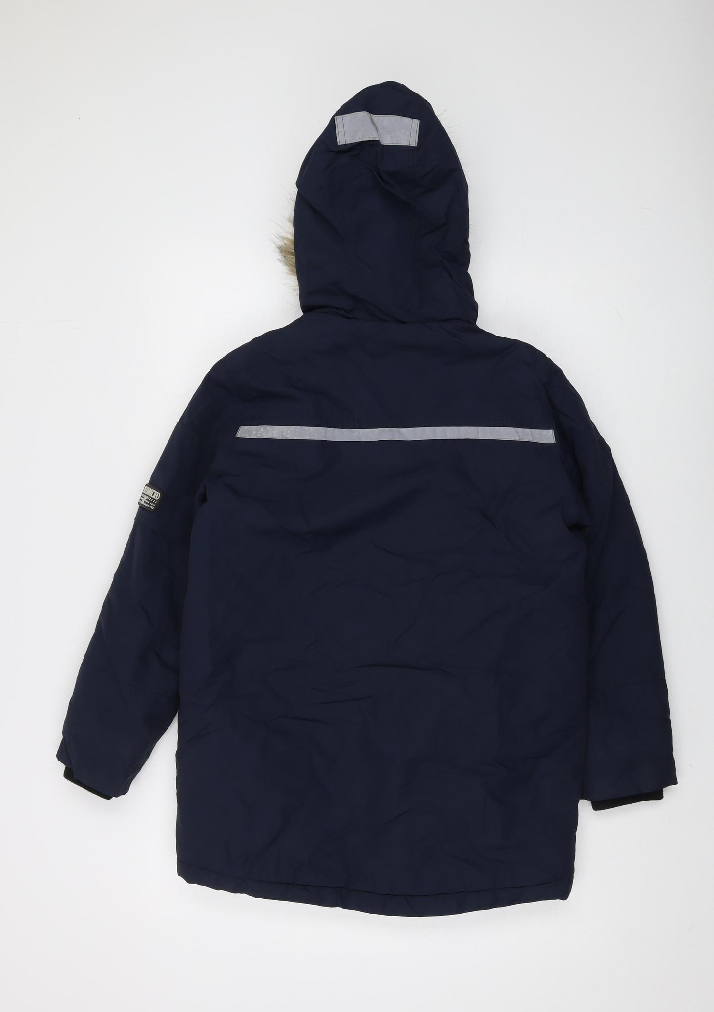 Next Boys Blue Parka Jacket 10 Years with Fur Trim