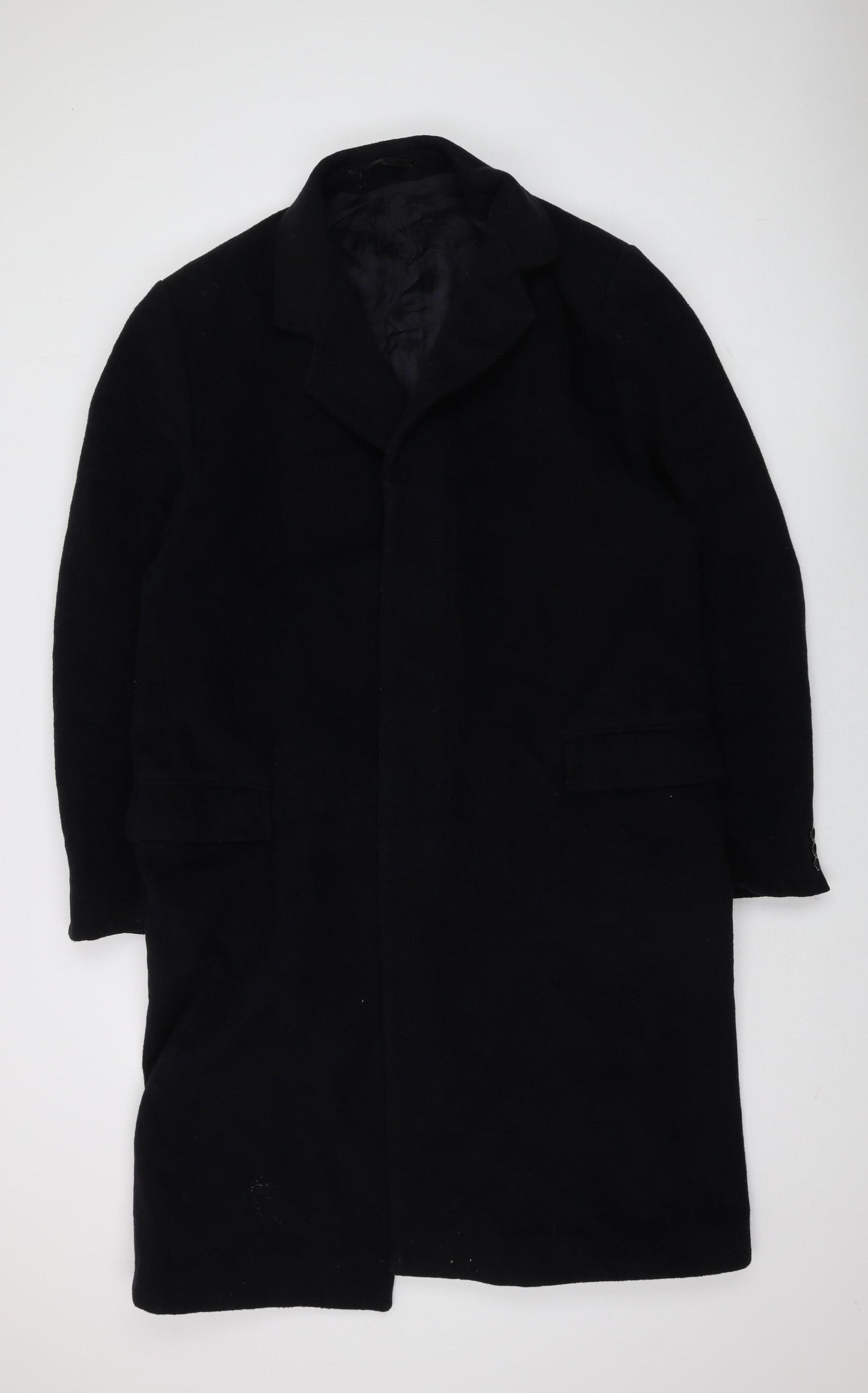Greenwoods Black Men's Wool Blend Overcoat Size 44