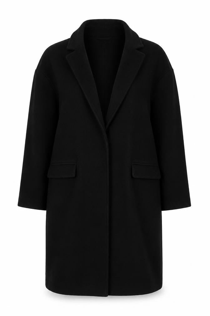 Front view of Topshop Women's Black Formal Overcoat, size 14