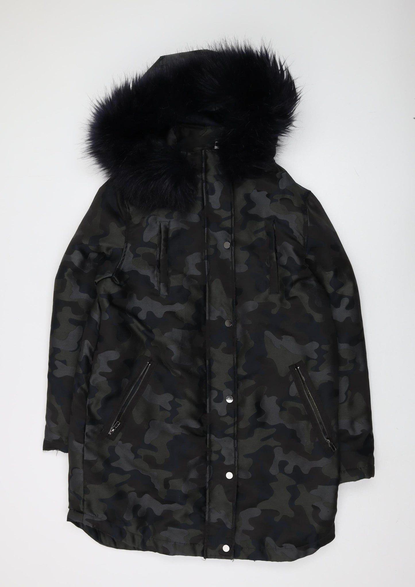 ASOS Women's Green Camouflage Parka Jacket Size 10