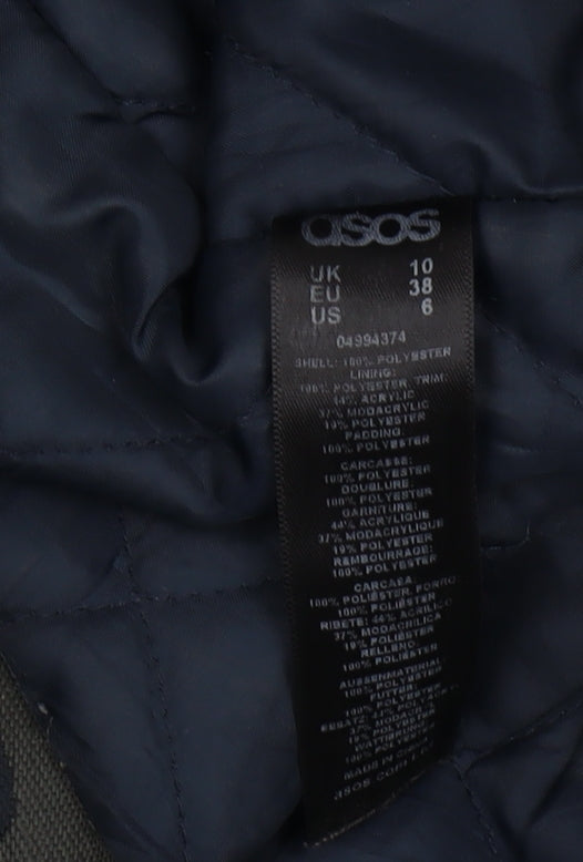 ASOS Women's Green Camouflage Parka Jacket Size 10