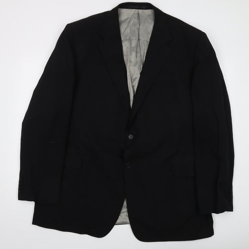 Marks and Spencer Black Wool Blazer, Size 50L, Men's Formal