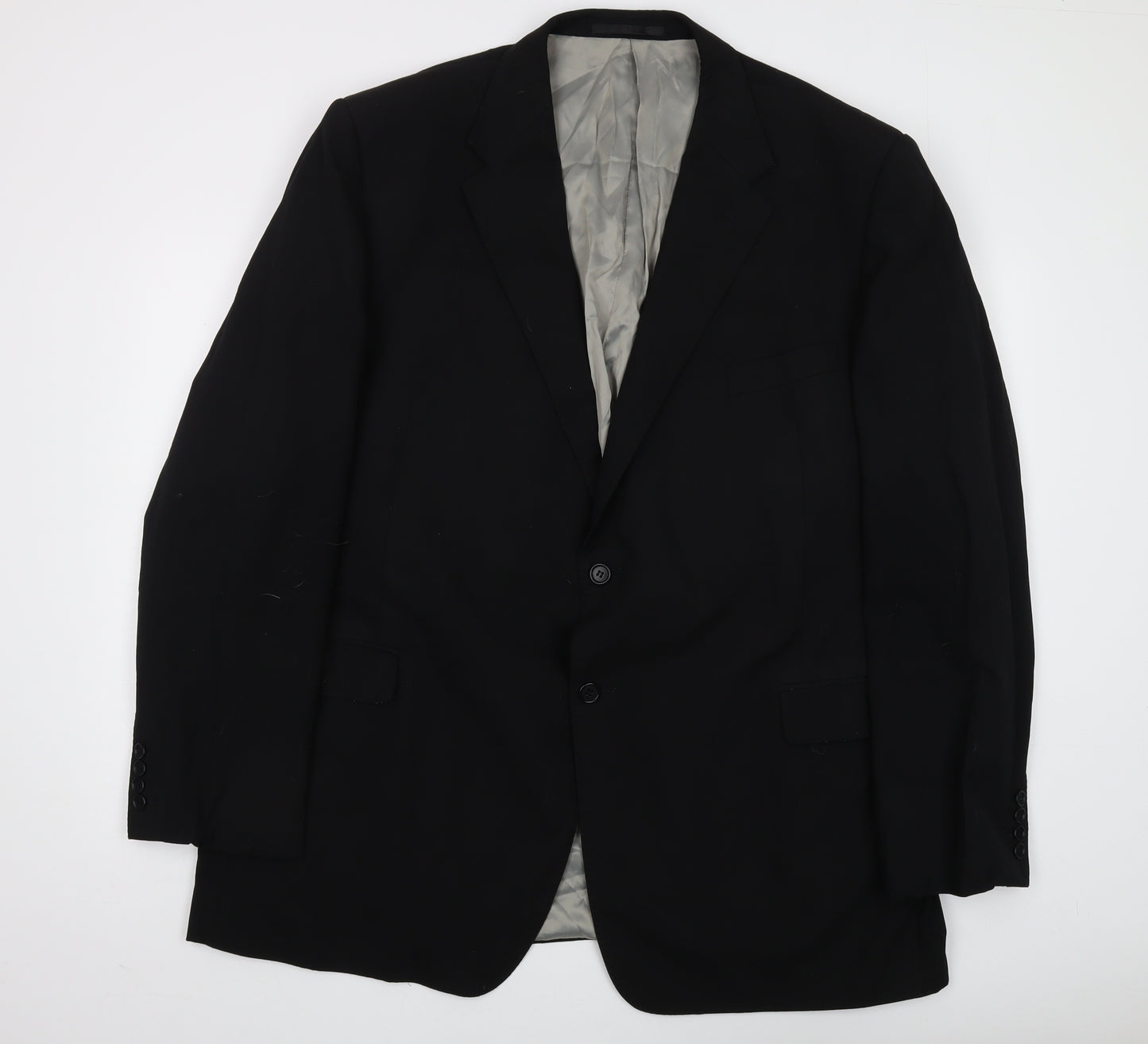 Marks and Spencer Black Wool Blazer, Size 50L, Men's Formal