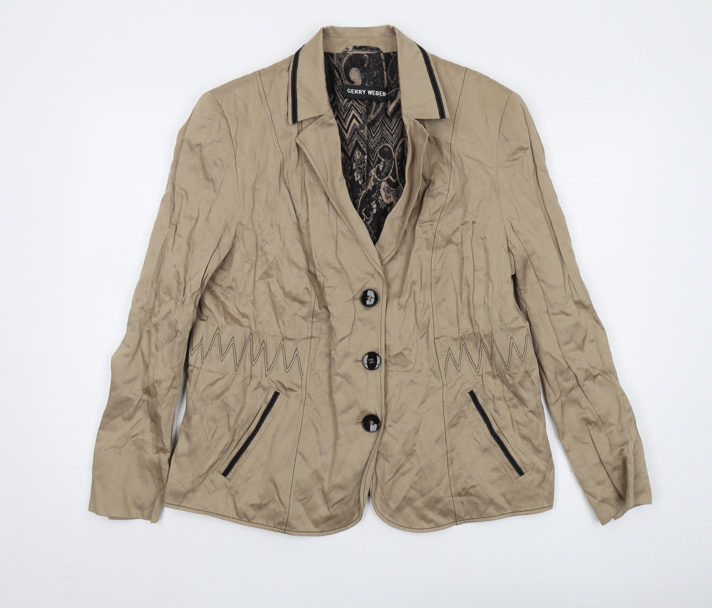 Gerry Weber Beige Women's Blazer Size 16 Notch Collar