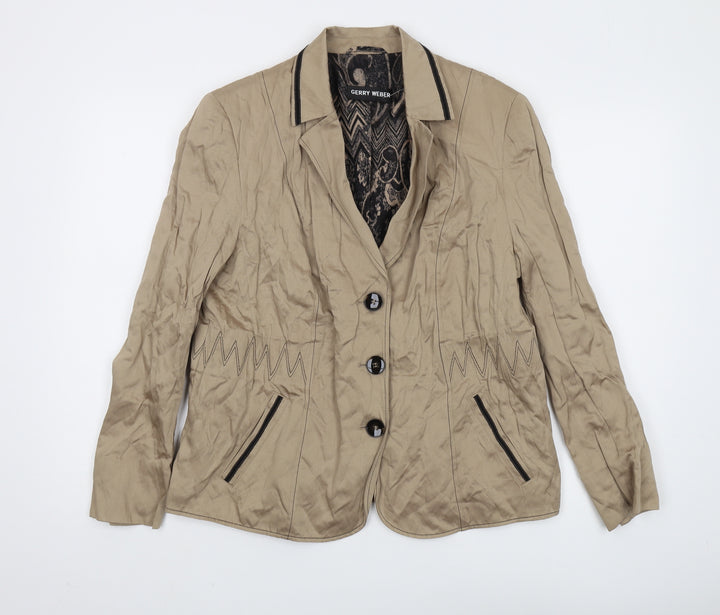 Gerry Weber Beige Women's Blazer Size 16 Notch Collar