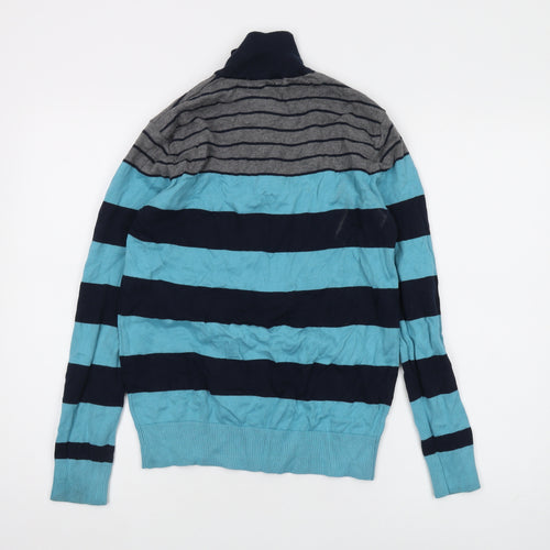 Tommy Hilfiger Men's Blue Striped Pullover Jumper, Size M