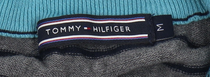 Tommy Hilfiger Men's Blue Striped Pullover Jumper, Size M