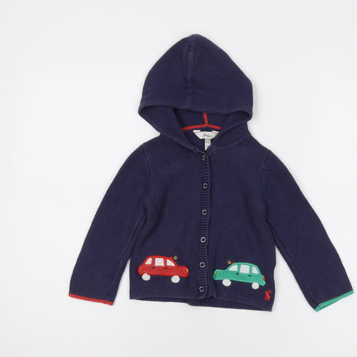 Joules Unisex Baby Blue Cardigan 18-24M Cotton Knit Hooded