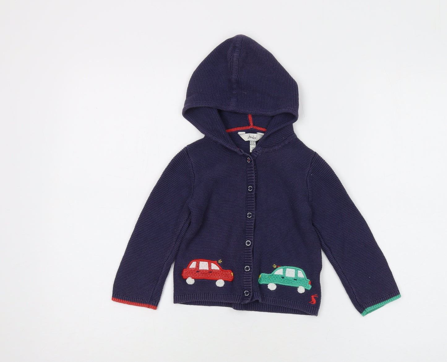 Joules Unisex Baby Blue Cardigan 18-24M Cotton Knit Hooded