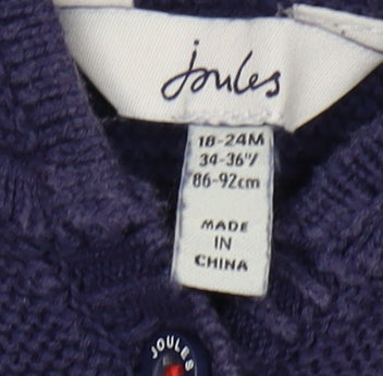 Joules Unisex Baby Blue Cardigan 18-24M Cotton Knit Hooded