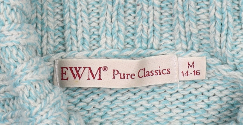 EWM Women's Blue Cable-Knit Pullover Jumper M