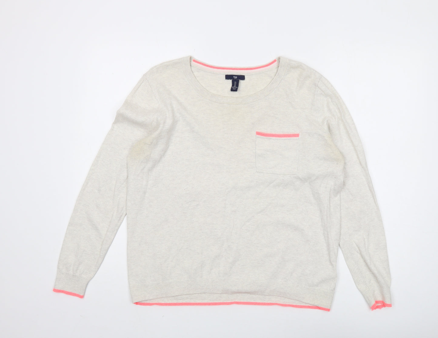 Gap Women's Ivory Pullover Jumper, Size L, 100% Cotton