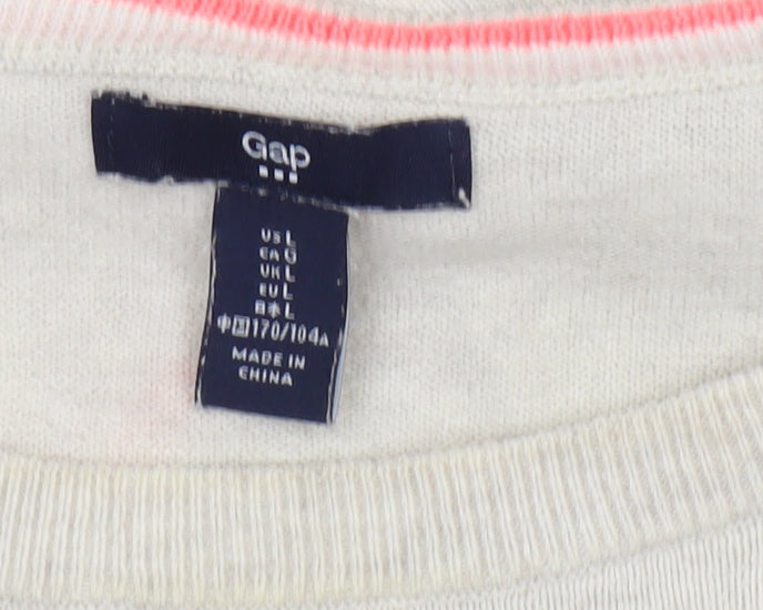 Gap Women's Ivory Pullover Jumper, Size L, 100% Cotton