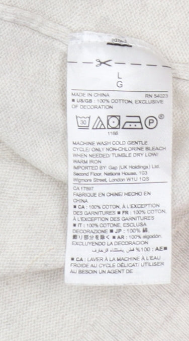 Gap Women's Ivory Pullover Jumper, Size L, 100% Cotton