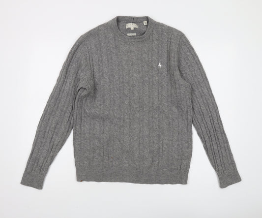 Jack Wills Men's Grey Cable-Knit Wool Pullover M