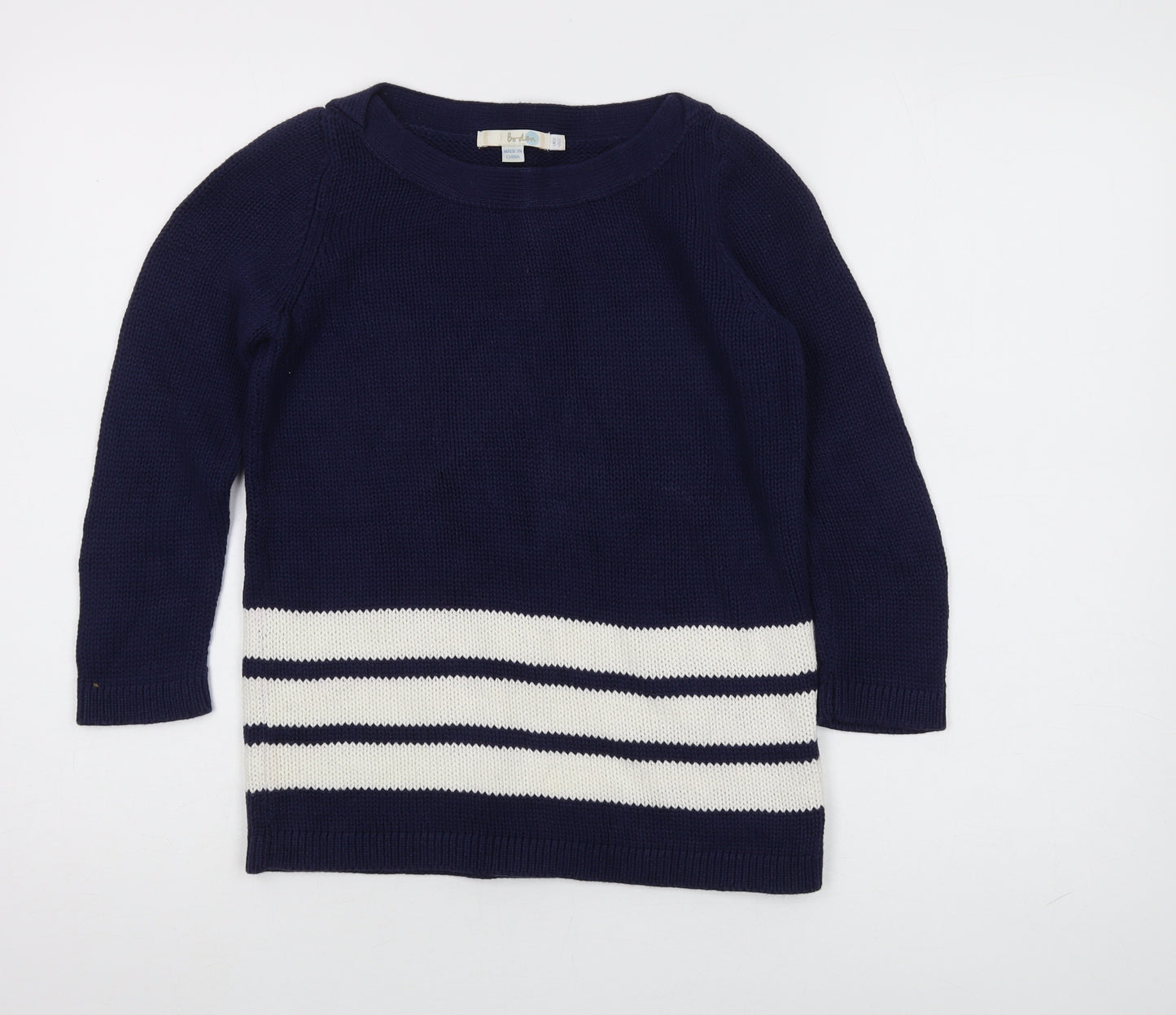 Boden Women's Blue Pullover Jumper, Size 6, Striped Knit