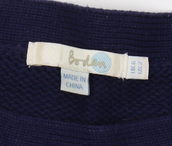 Boden Women's Blue Pullover Jumper, Size 6, Striped Knit