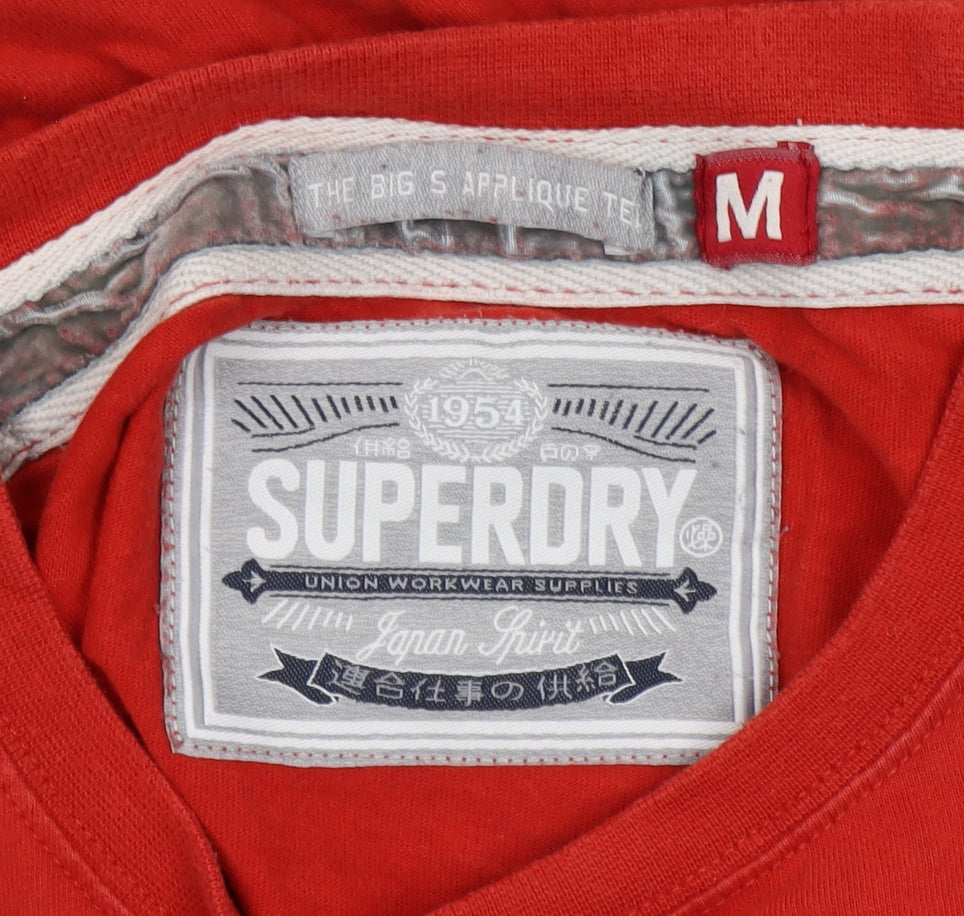 Superdry Men's Red Medium Logo Crew Neck T-Shirt