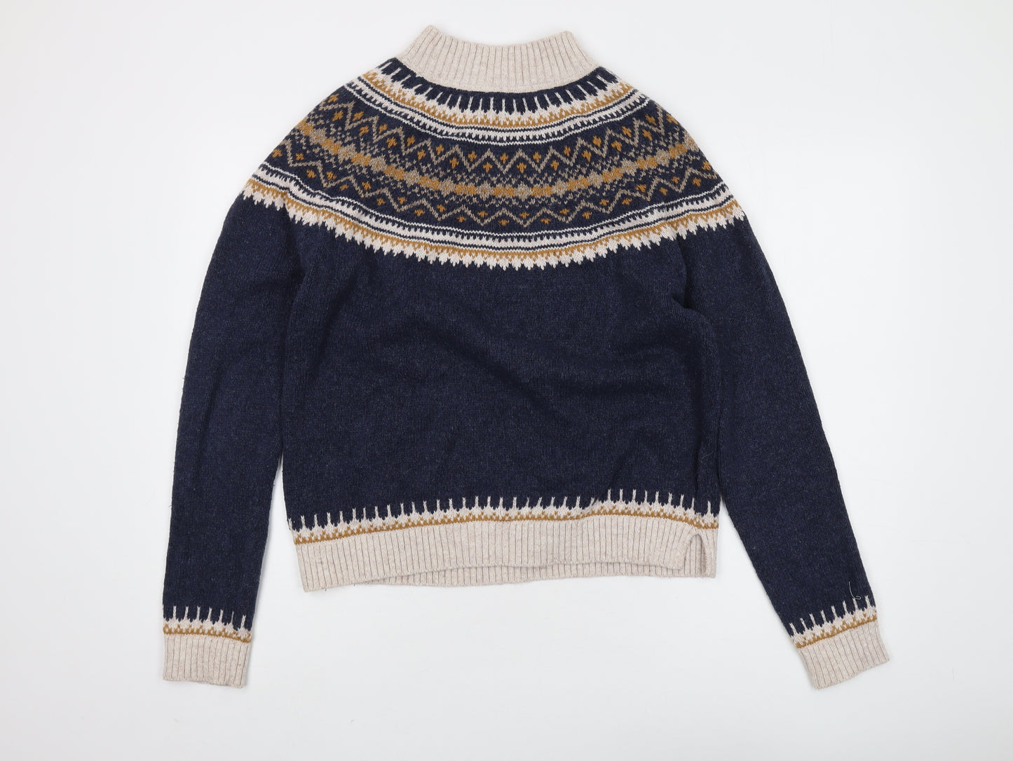 Fatface Women's Blue Fair Isle Knit Pullover Jumper Size 10