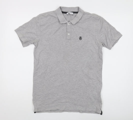 Selected Homme Men's Grey Polo Shirt M Short Sleeve