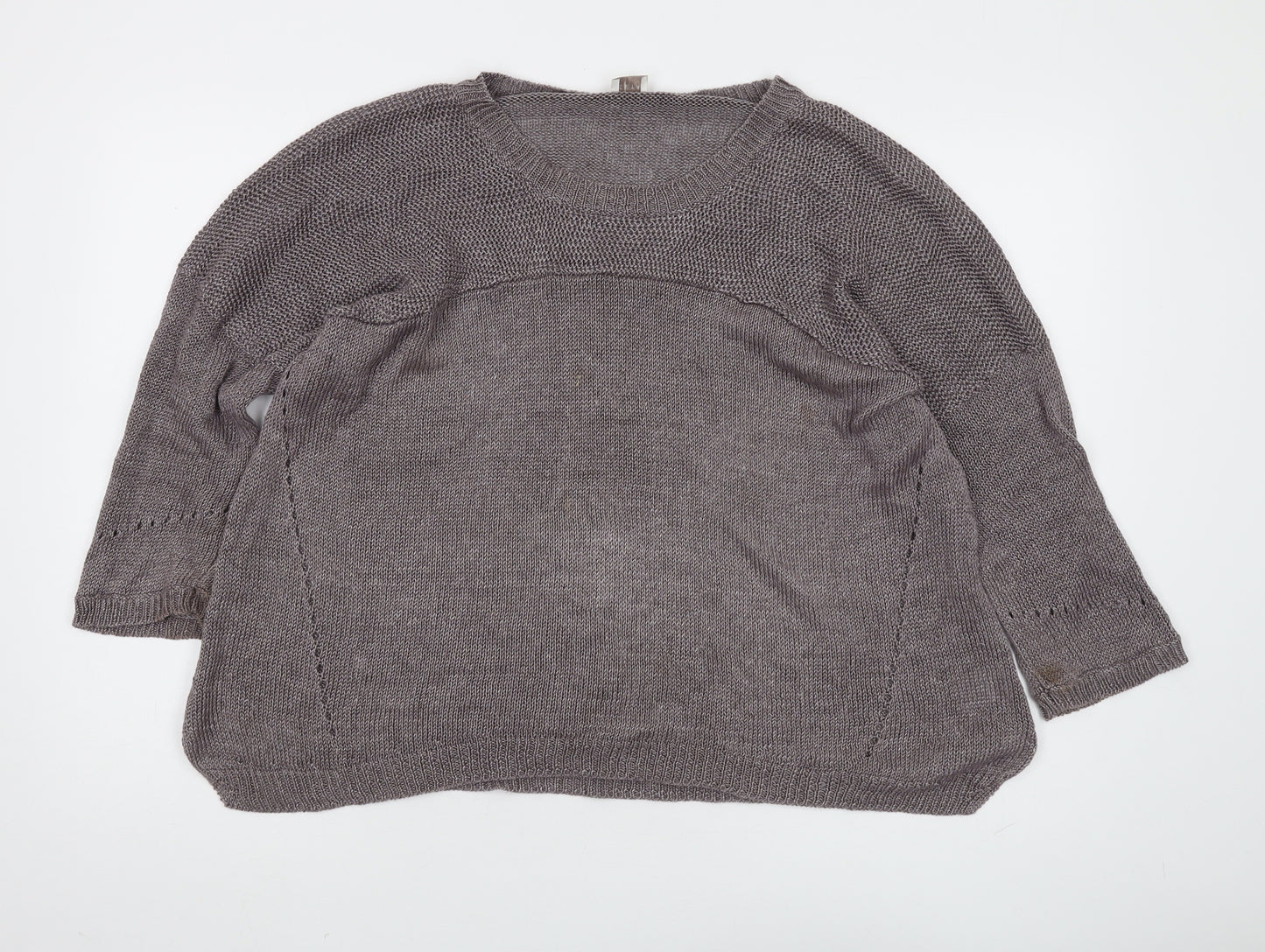 Poetry Women's Grey Linen Pullover, Size 20