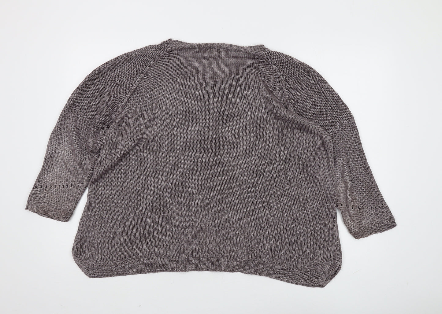 Poetry Women's Grey Linen Pullover, Size 20