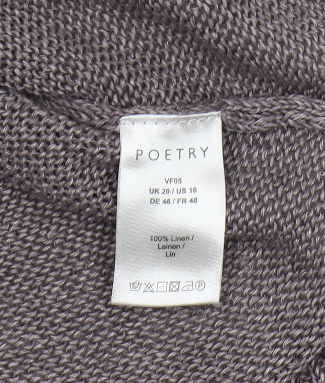Poetry Women's Grey Linen Pullover, Size 20